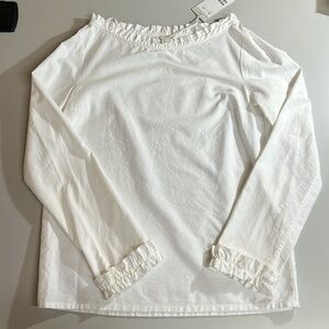 COS White Ruffle Trim Top